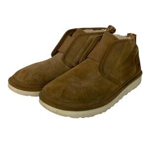UGG Neumel Flex Mens Chestnut Suede Ankle Boots Size 11 With Shearling Lining